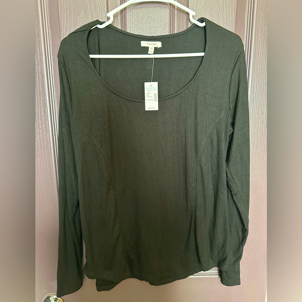 Maurice’s long sleeve fitted scoop neck t shirt Size XXL Black NWT